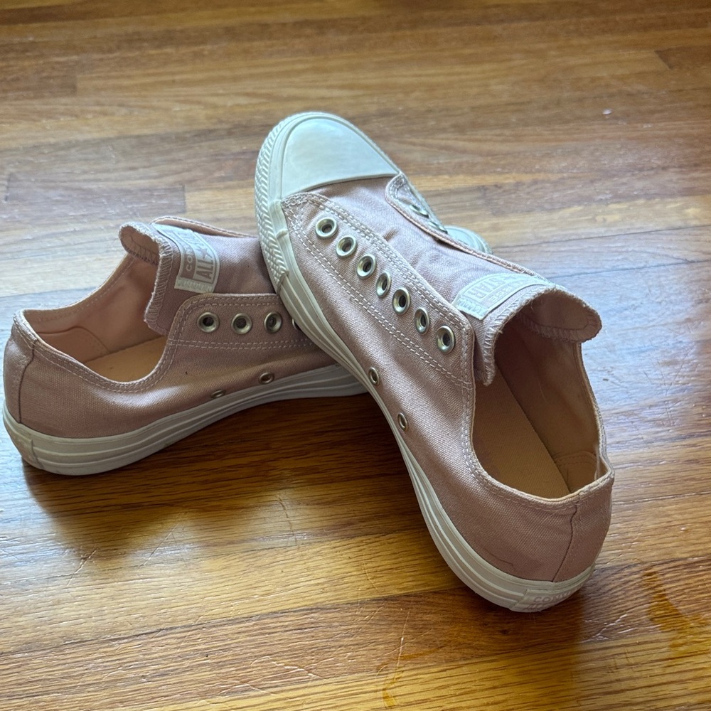 Converse Pink and White Women's Sneakers (laceless / slip on)